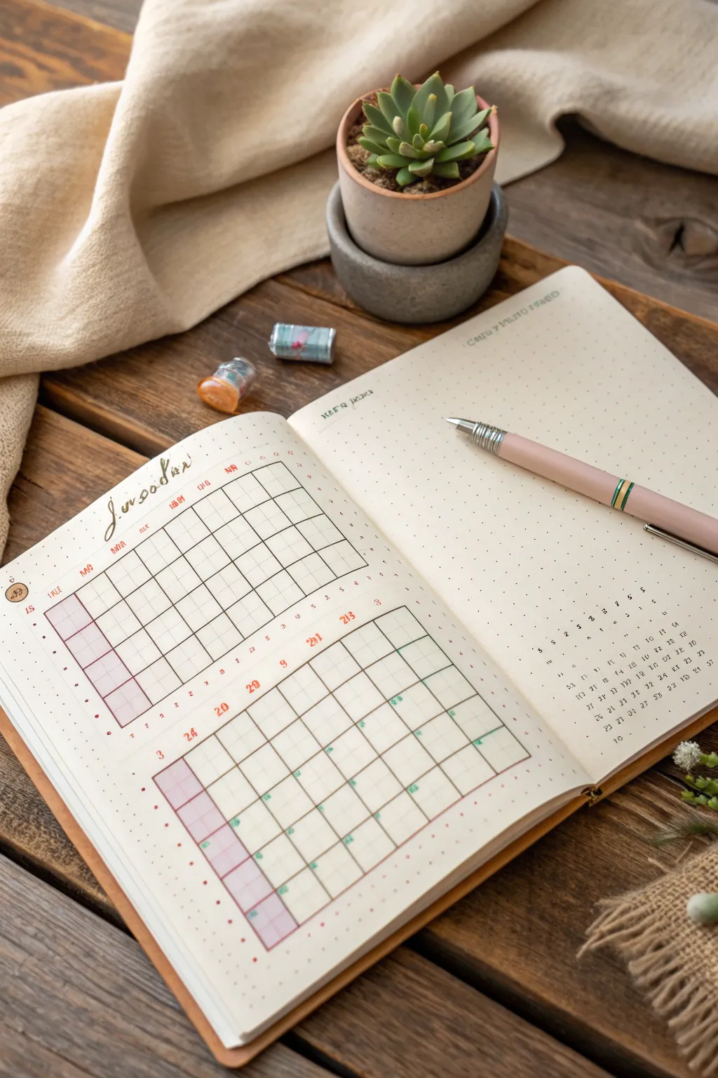 Elevate your daily routine with a beautifully crafted habit tracker. Simplicity meets style in this minimalist bullet journal design.