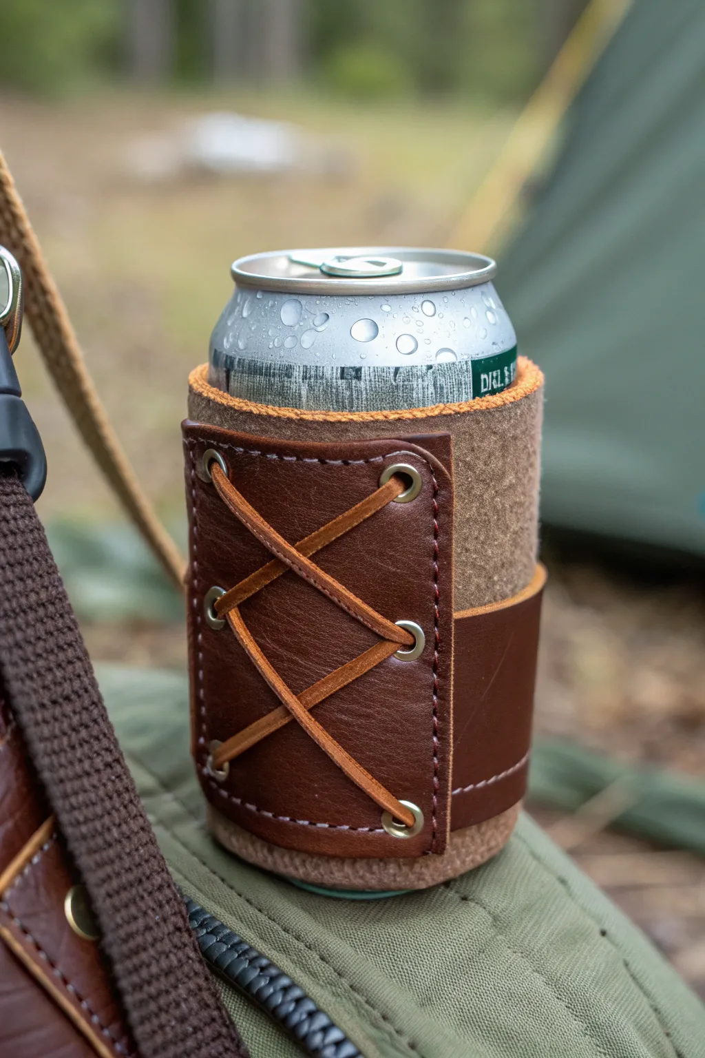 Effortless style meets outdoor practicality with this velcro strap koozie, perfect for the modern adventurer.