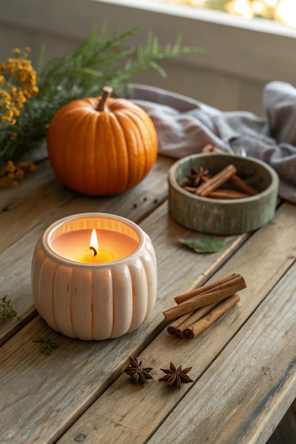 Embrace the cozy vibes of fall with this artisanal pumpkin spice candle. Perfect for creating a warm, inviting atmosphere. #CandleMaking #ScandiBoho