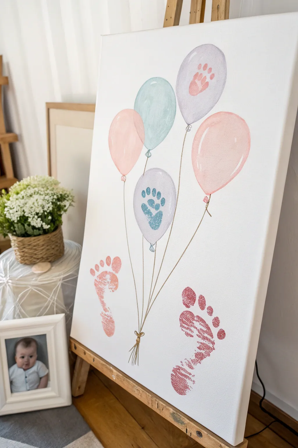 Capture the whimsy of childhood with these charming footprint balloons, a perfect blend of Scandinavian simplicity and Boho charm.