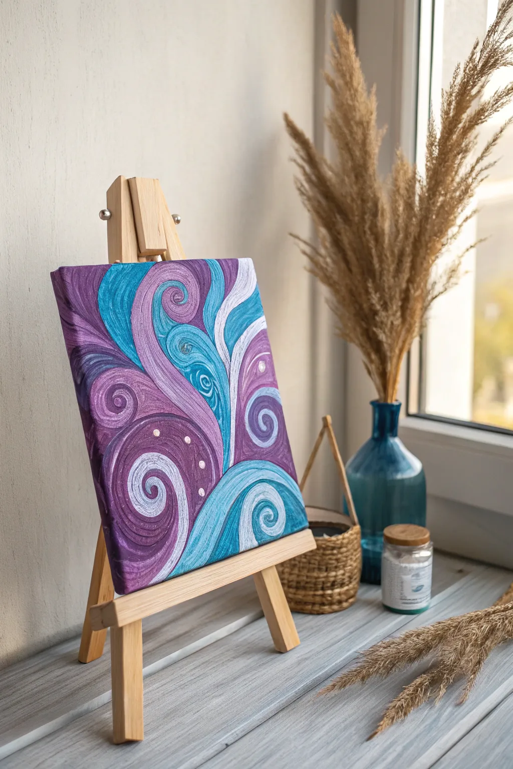 Dive into the dance of colors and emotions with this boho-chic abstract masterpiece.