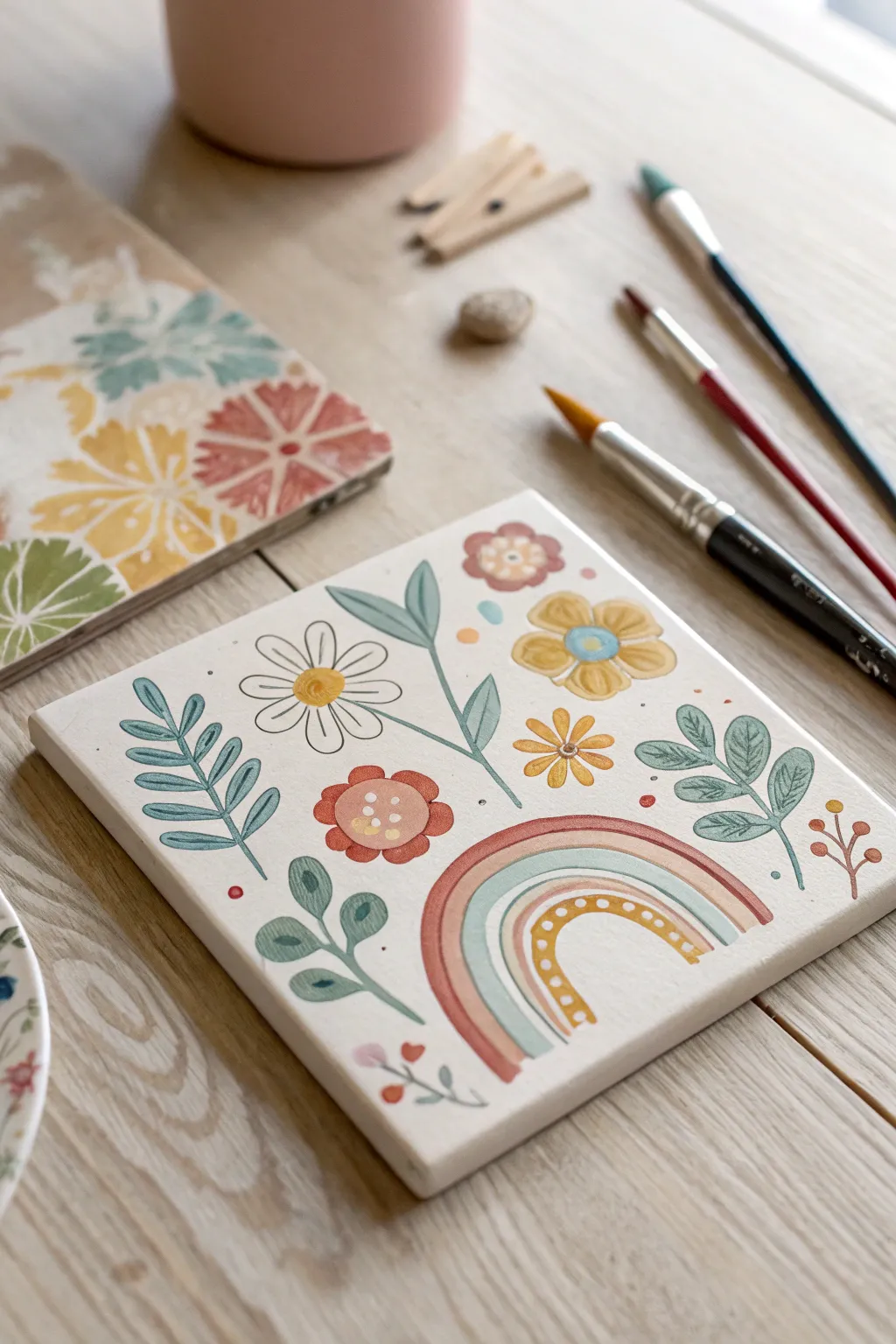 Unleash creativity with kid-friendly tile art that combines simplicity and playful charm.