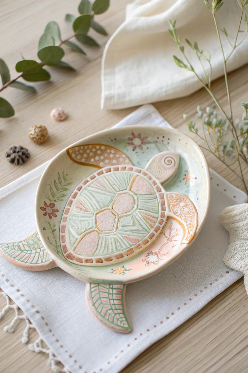 Elevate your dining experience with this exquisite ceramic turtle plate, where craftsmanship meets minimalist charm.