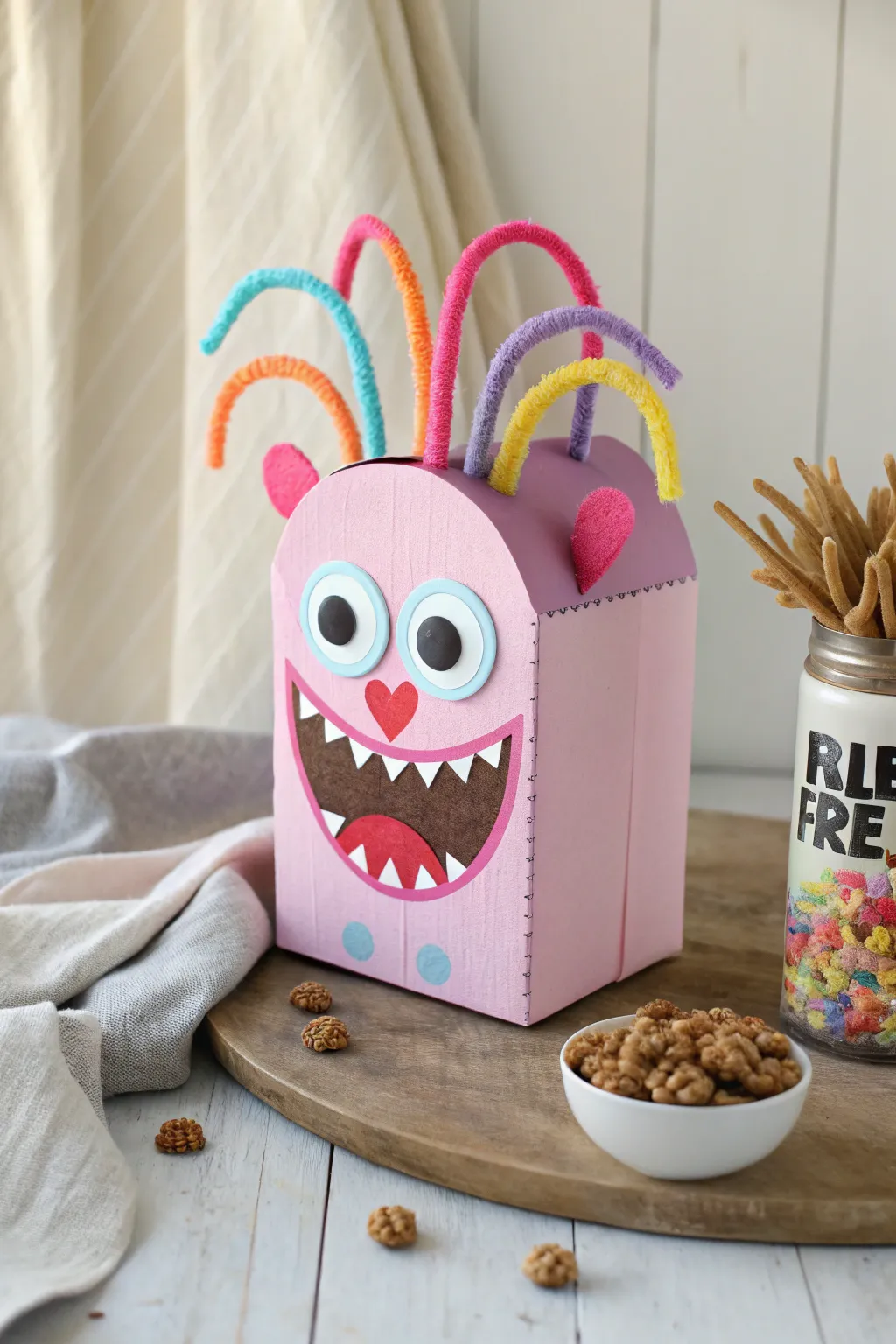 Unleash creativity with this charming monster Valentine mailbox, where simplicity meets playful imagination!