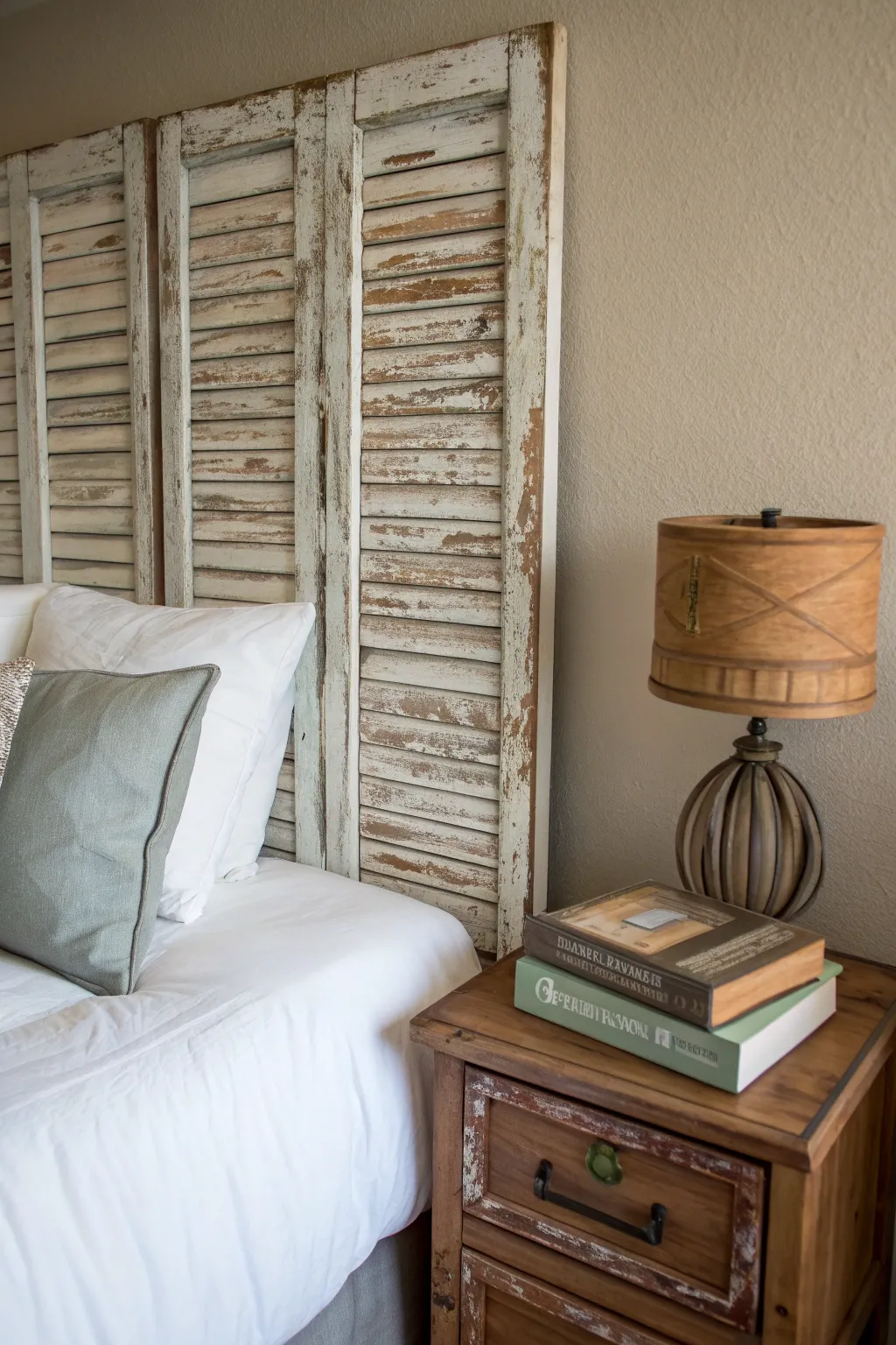 Transform your bedroom with an upcycled headboard, where history meets style in every grain.