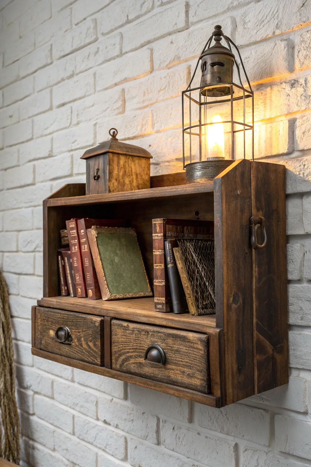 Transform your space with vintage charm: Upcycled drawer shelves for a touch of timeless craftsmanship.