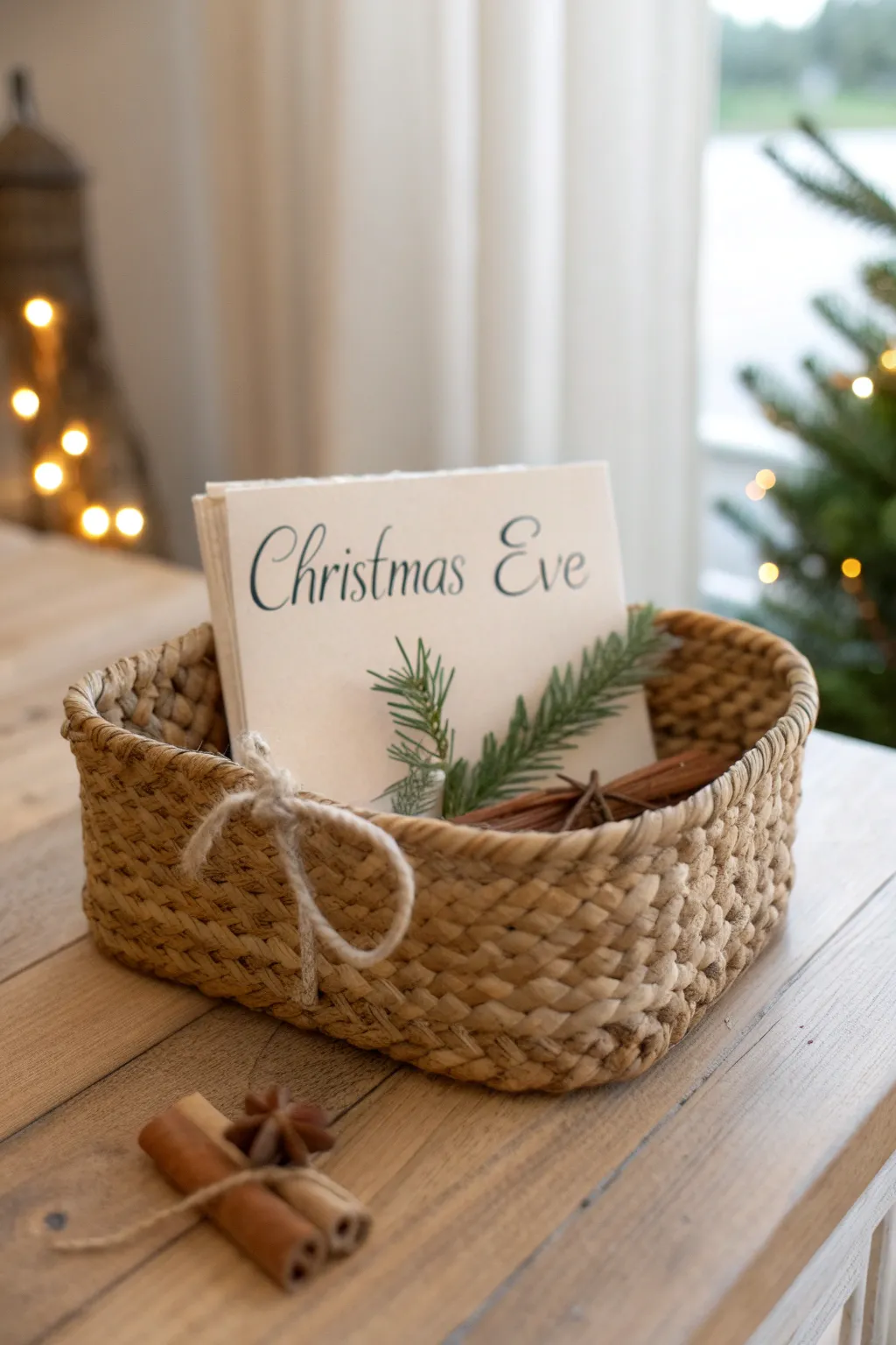 Add a heartfelt touch to your holiday basket with a handwritten note, crafted with love and simplicity. #ScandiBoho #ChristmasCharm