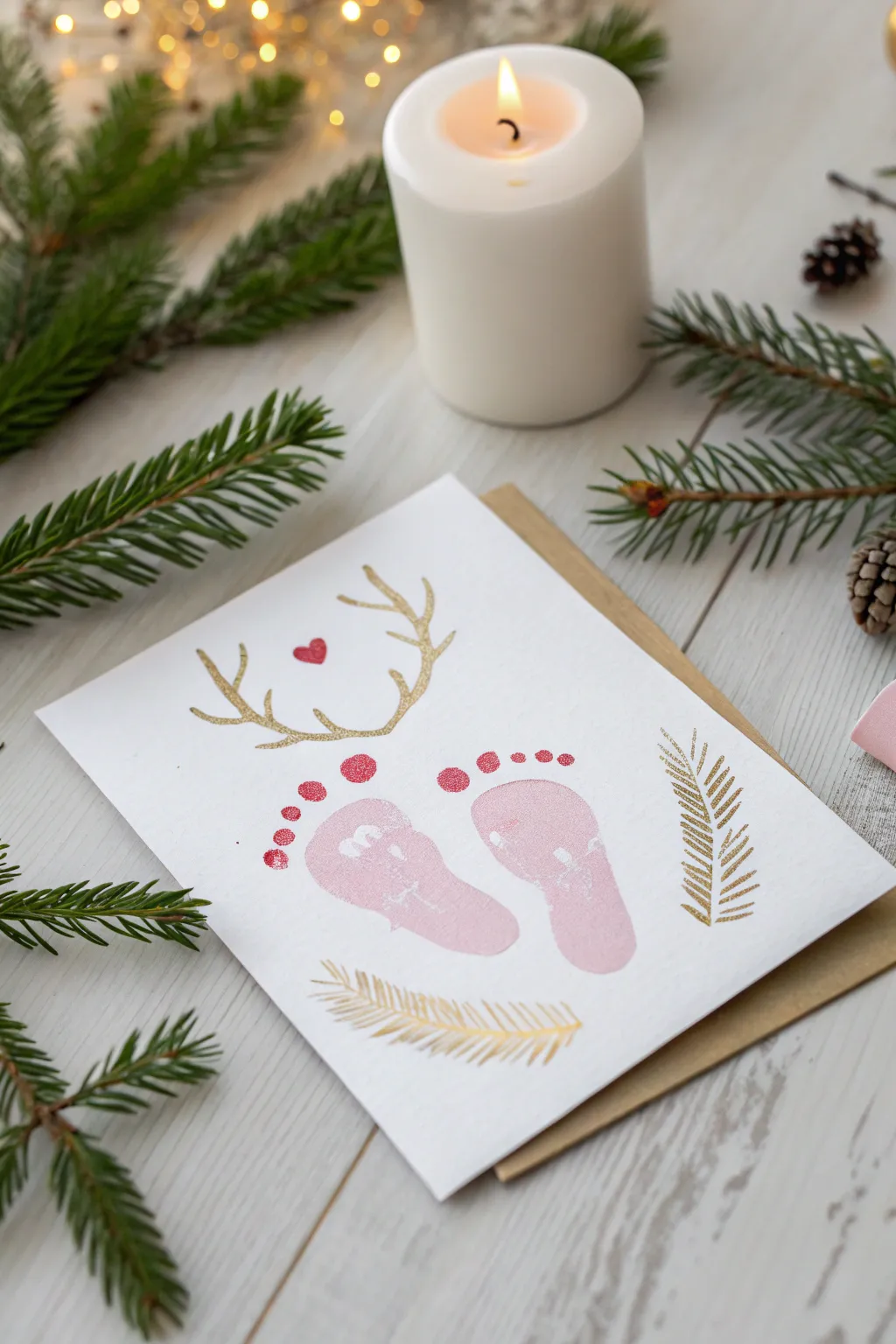 Add a personal touch to your holiday greetings with elegant footprint art cards!