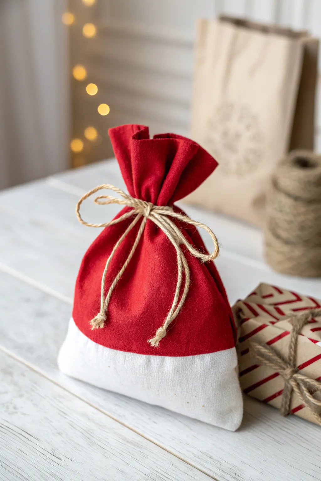 Embrace festive minimalism with Santa's classic hues in your goody bag lineup.