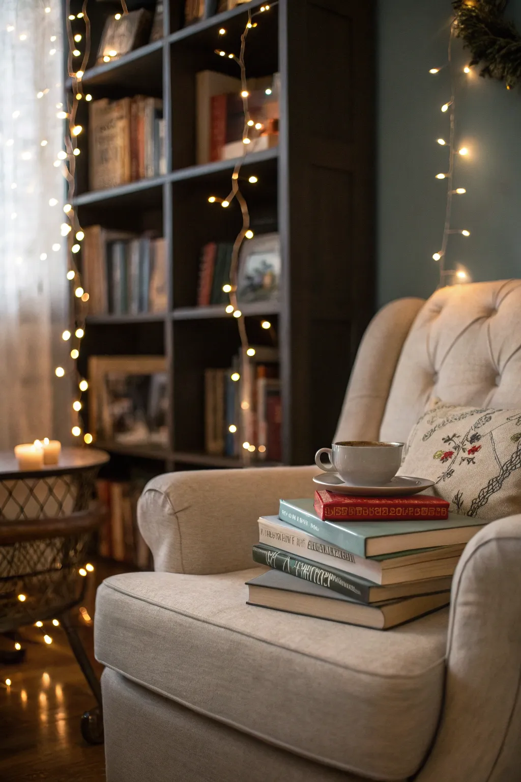Create a warm and inviting corner with soft fairy lights.