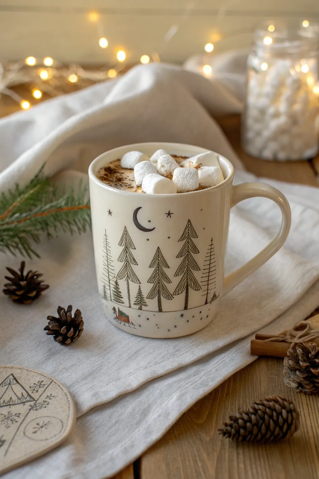 Embrace the warmth of the season with a cozy hot chocolate mug design, perfect for your winter evenings.