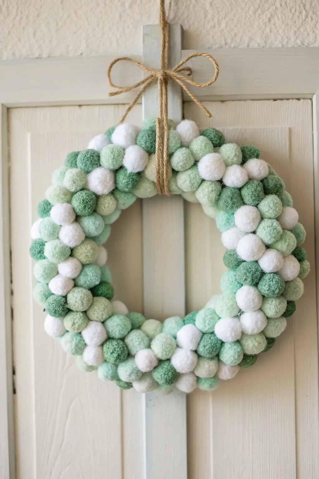 Embrace the beauty of simplicity with a handcrafted cotton ball wreath, perfect for a cozy, minimalist Christmas vibe.