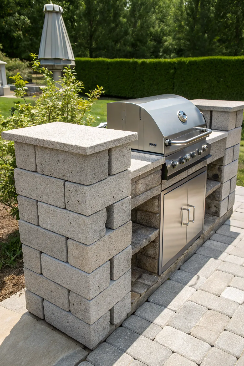 Unleash your creativity with a custom cinder block grill station – where craftsmanship meets outdoor elegance.