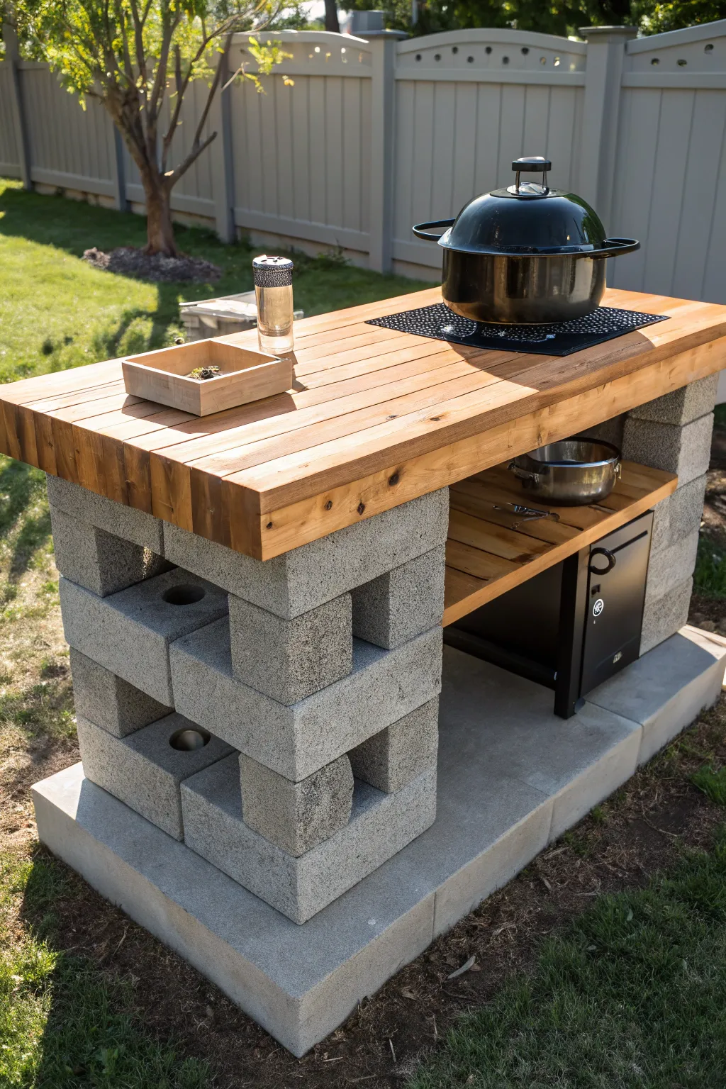 Elevate your outdoor cooking with this rugged yet refined BBQ prep station.
