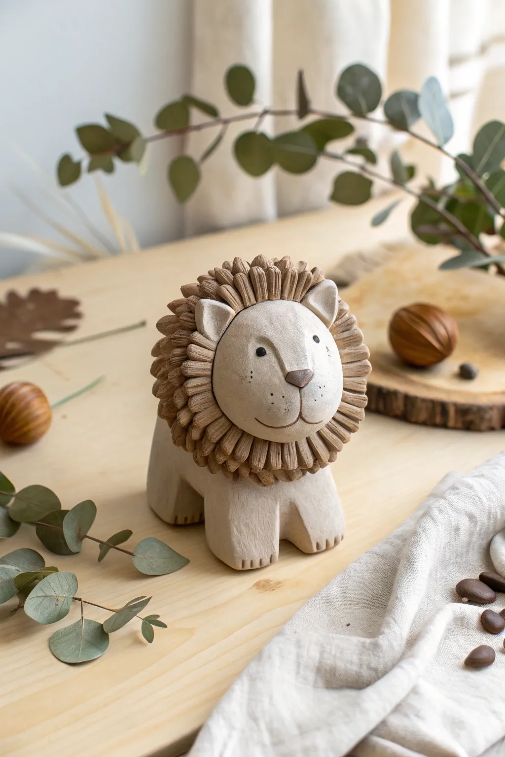 Unleash your inner artist with this charming clay lion, where minimalism meets bohemian flair.