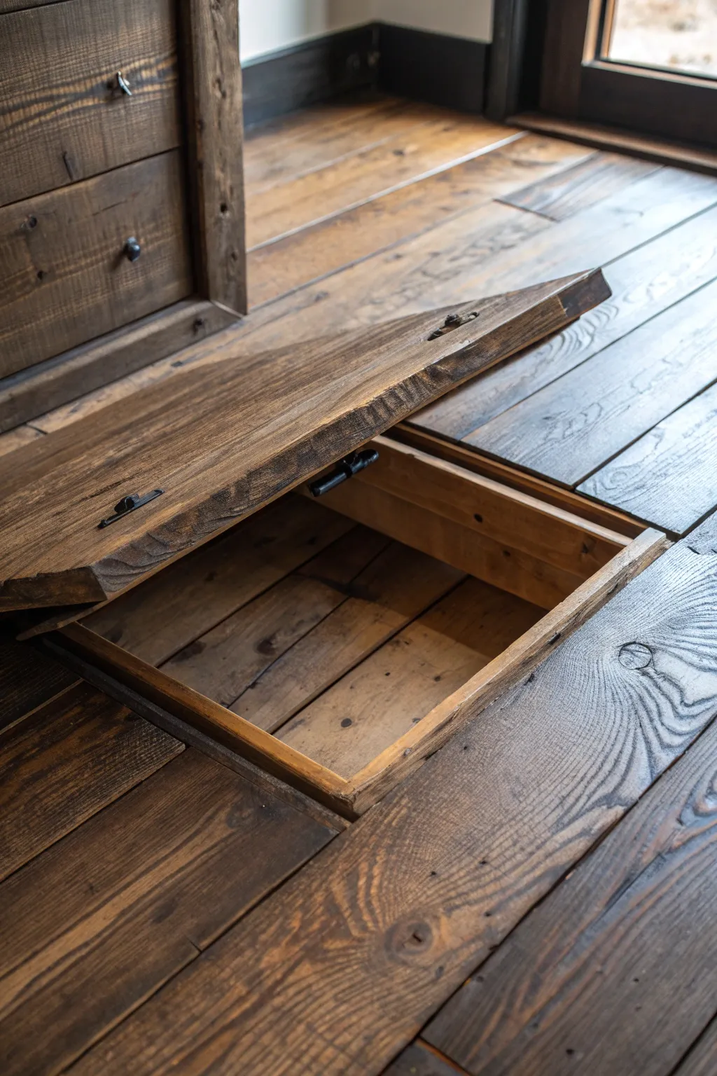 Discover the elegance of secrecy with this cleverly crafted floorboard hideaway.