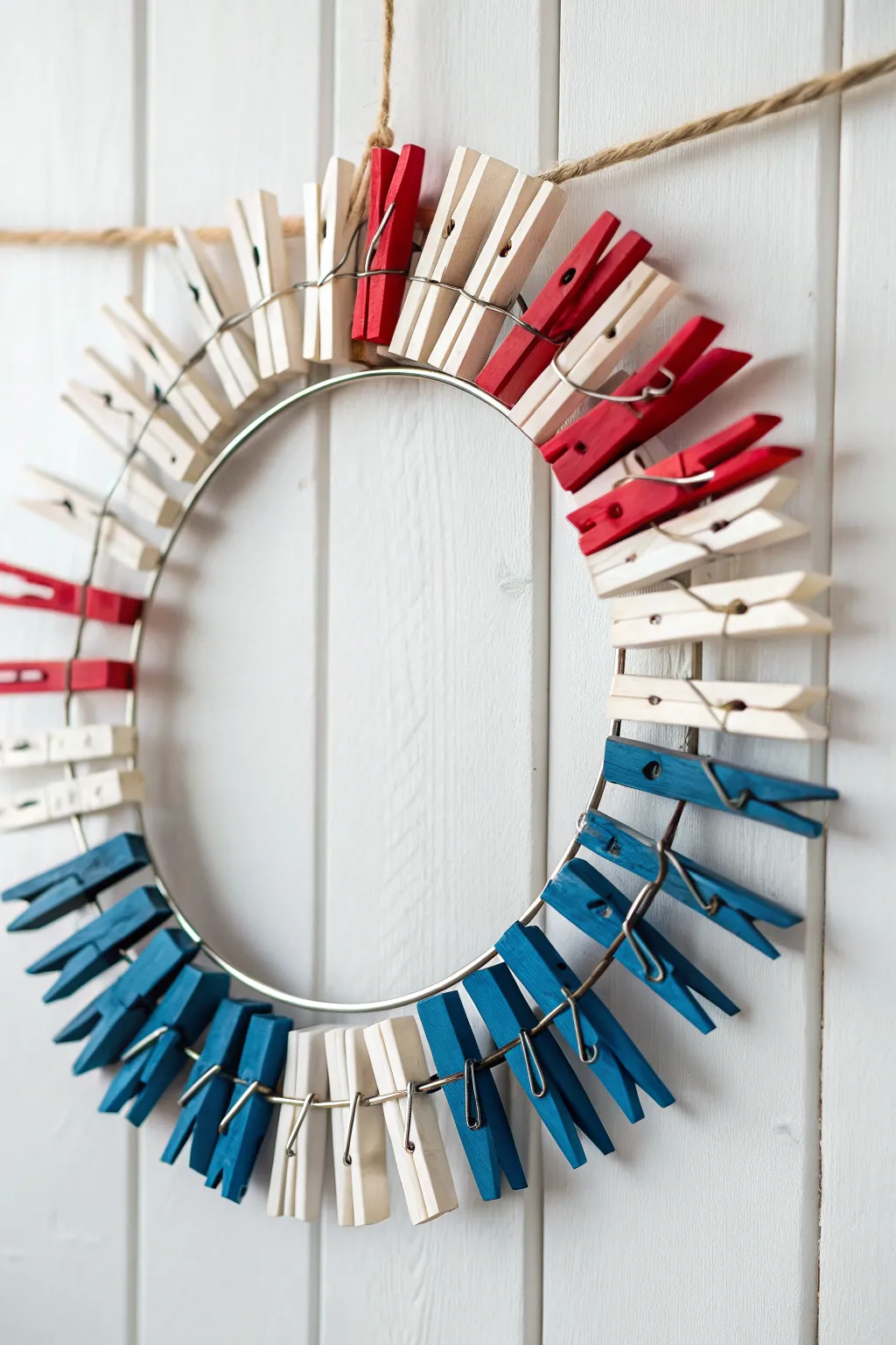 Add a splash of seasonal joy with a handcrafted holiday clothespin wreath!