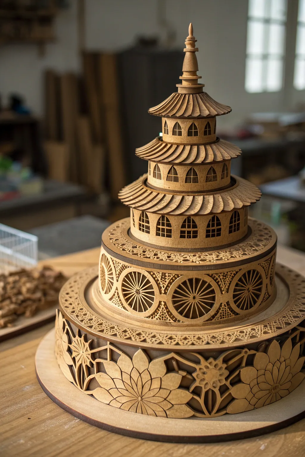 Explore the depth of craftsmanship with layered woodcut art.