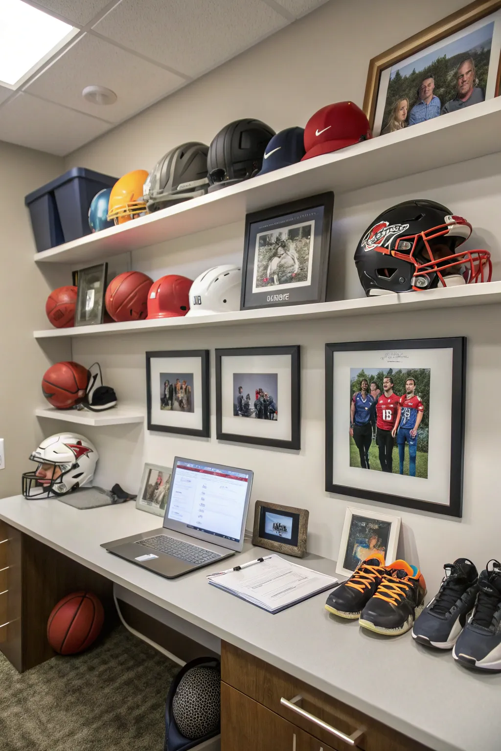 Personalized decor adds a unique touch to the office.