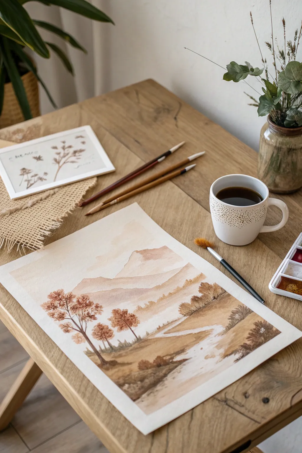 Explore the art of coffee stain landscapes – where simplicity meets natural elegance.