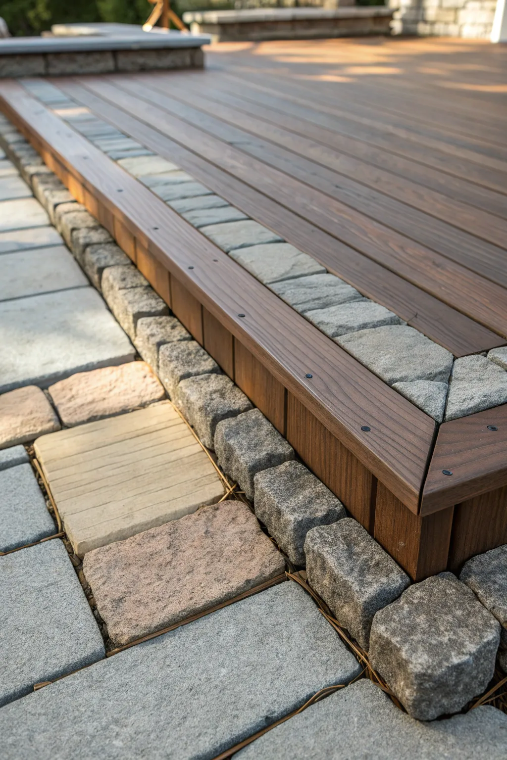 Elevate your deck's edge with the timeless elegance of stone pavers.