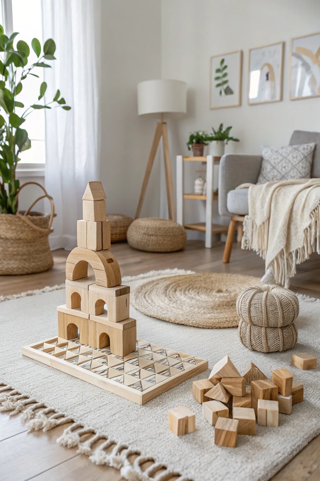 Inspire creativity and movement with a beautifully crafted building blocks obstacle course!