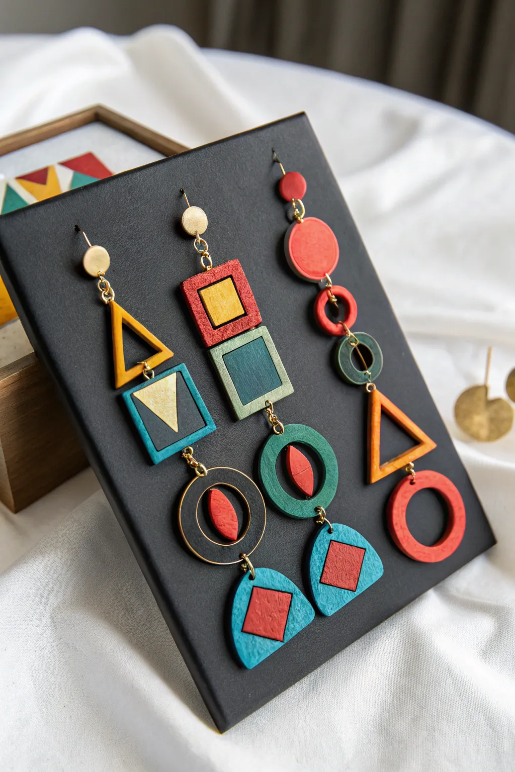 Asymmetrical earrings that bring a creative twist to any outfit.