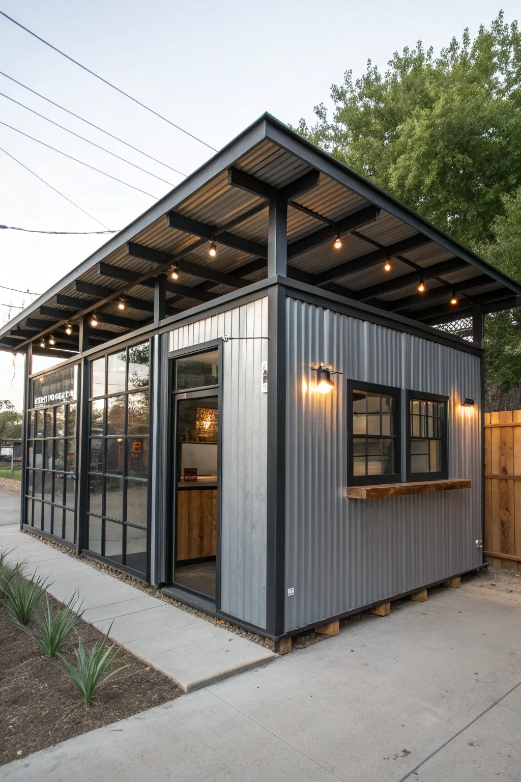 Embrace the urban edge with this stunning industrial corner shed, where craftsmanship meets modern design.