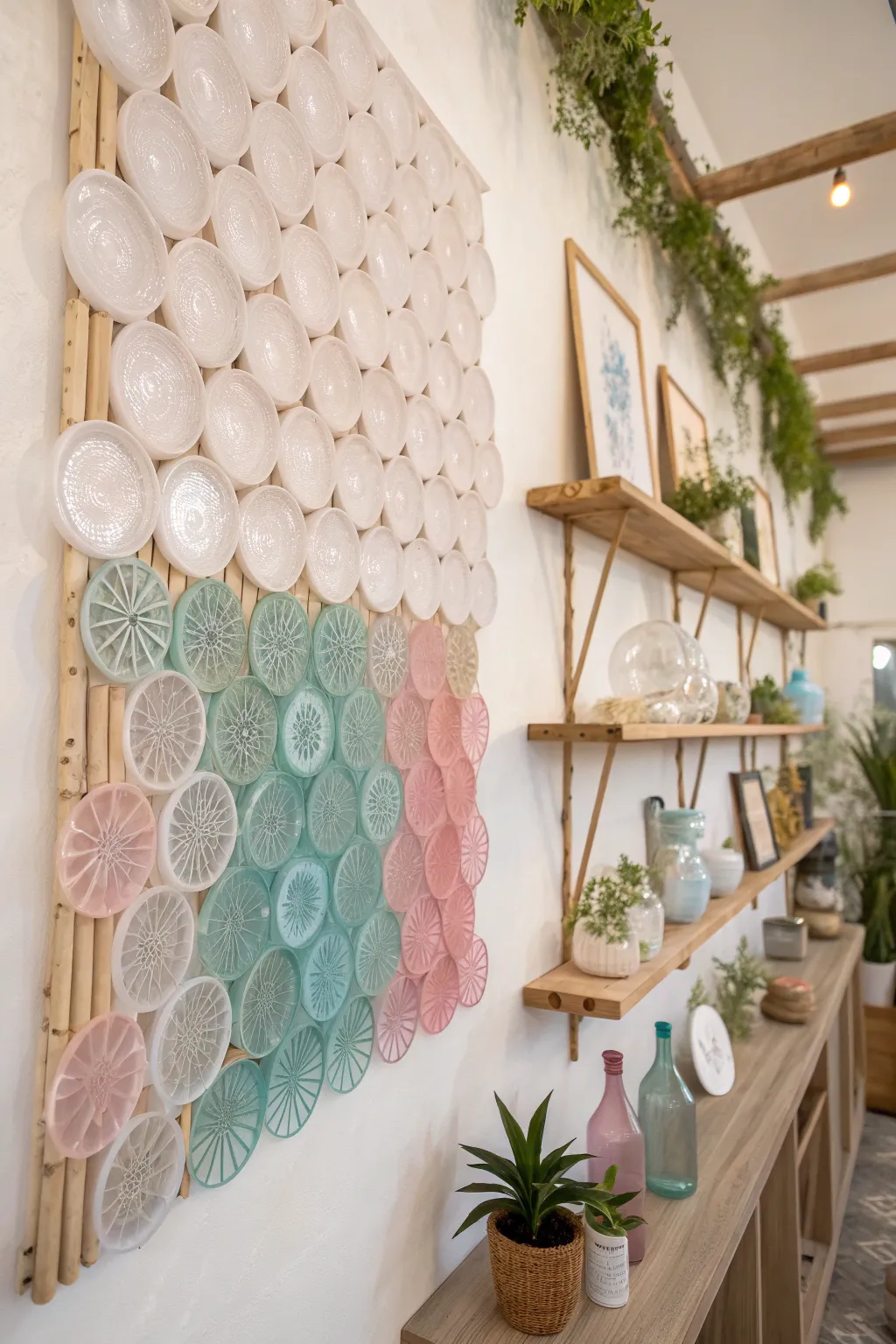 Elevate your space with whimsical crafts: a minimalist masterpiece from recycled plastic.