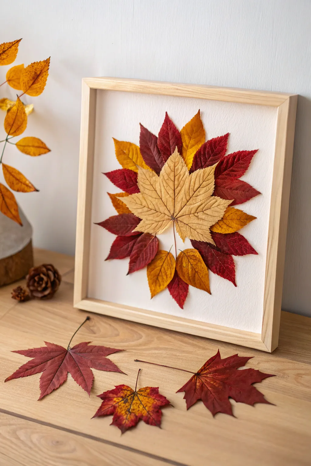Embrace the season's warmth with minimalist autumn leaf art. 🍂 #FallInspiration #ScandiBoho
