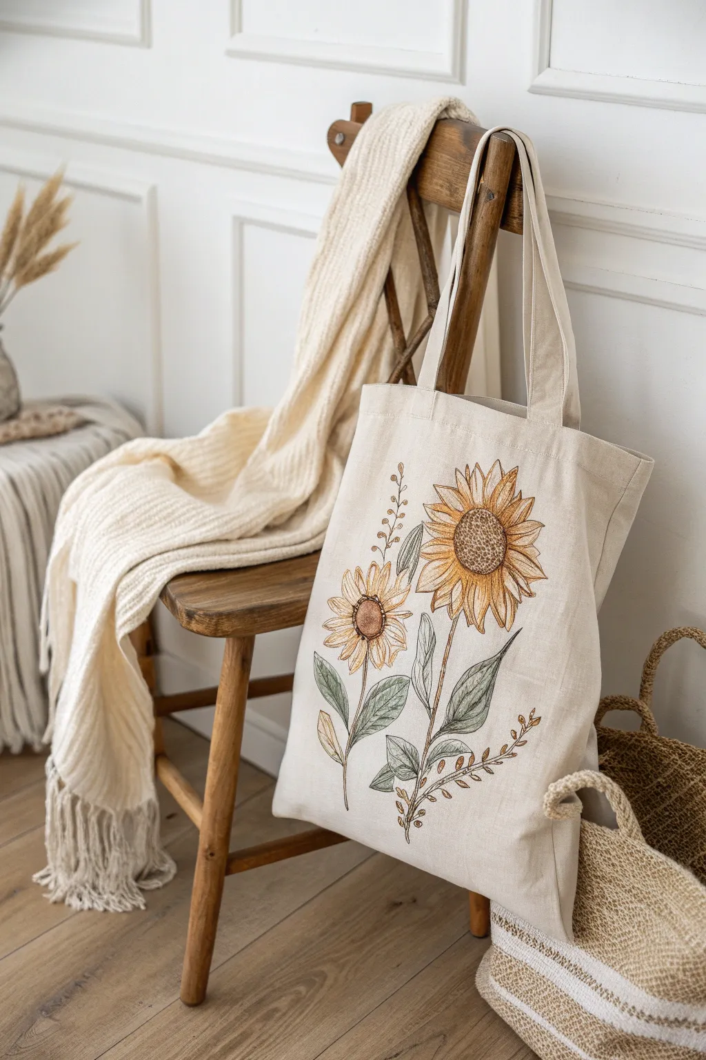 Transform your tote into a personalized masterpiece—sunflower dreams in minimalist style.