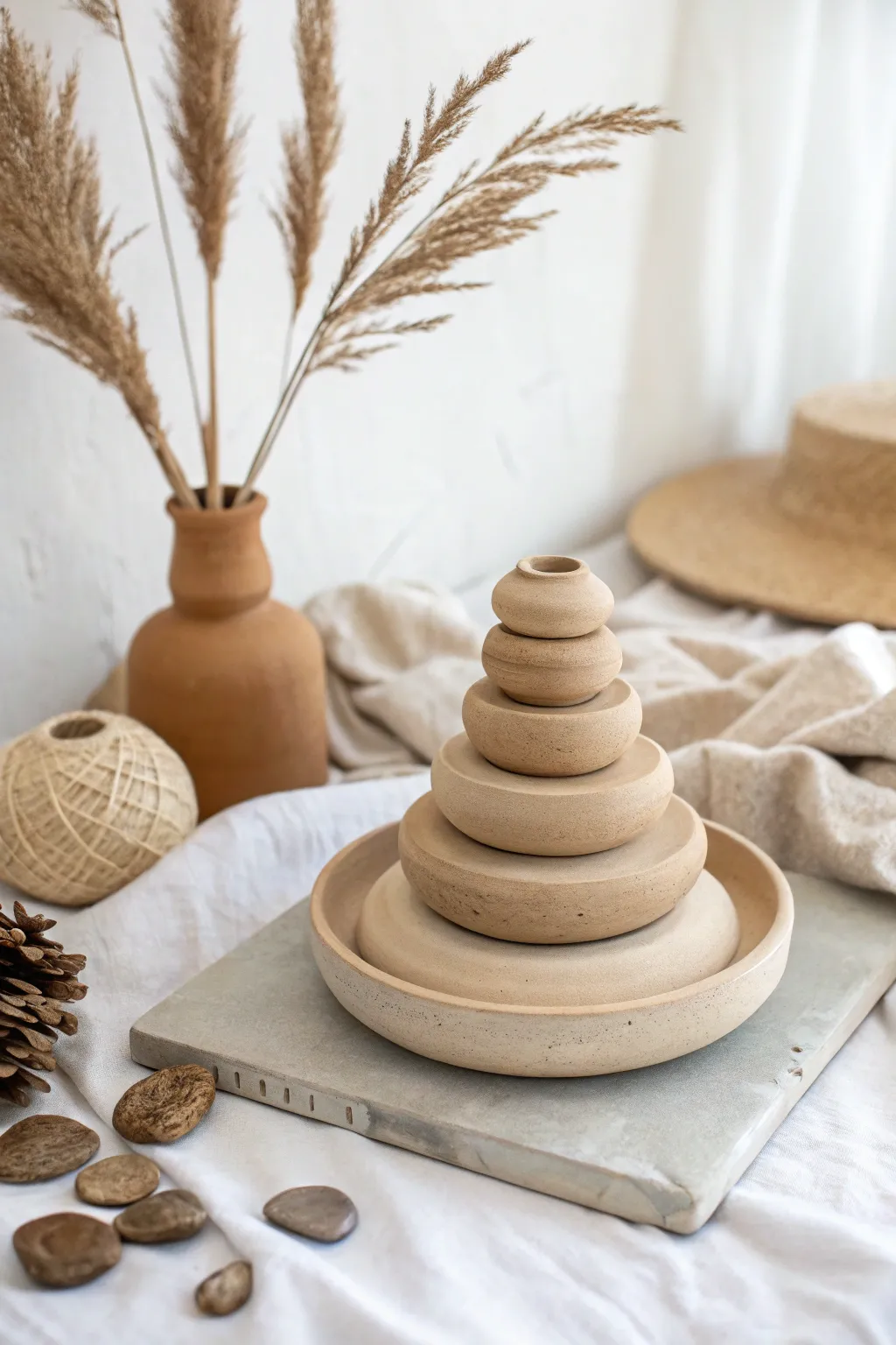 Embrace simplicity and natural beauty with these stunning layered clay creations.