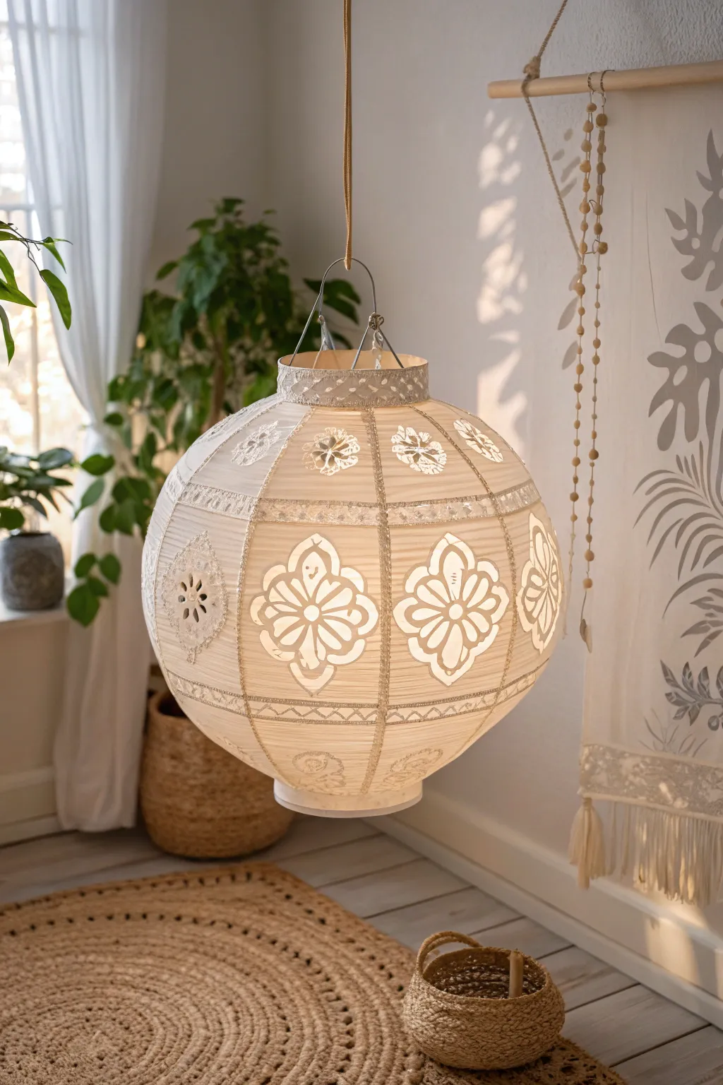 Illuminate your space with cultural elegance: a paper lantern that tells a story through shadow and light.