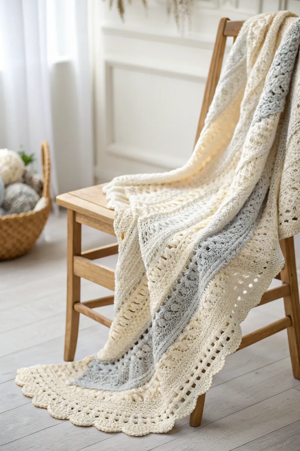 Simplicity meets elegance in this minimalist crochet baby blanket—perfect for a modern nursery.