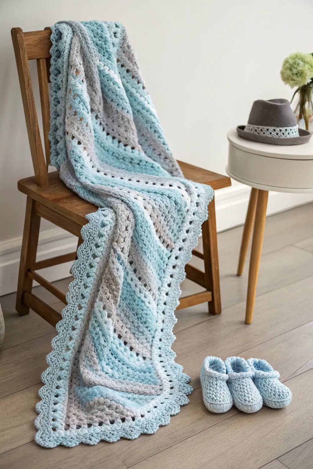 Craft a cozy welcome with this charming crochet set—perfect for a little one's first cuddle.