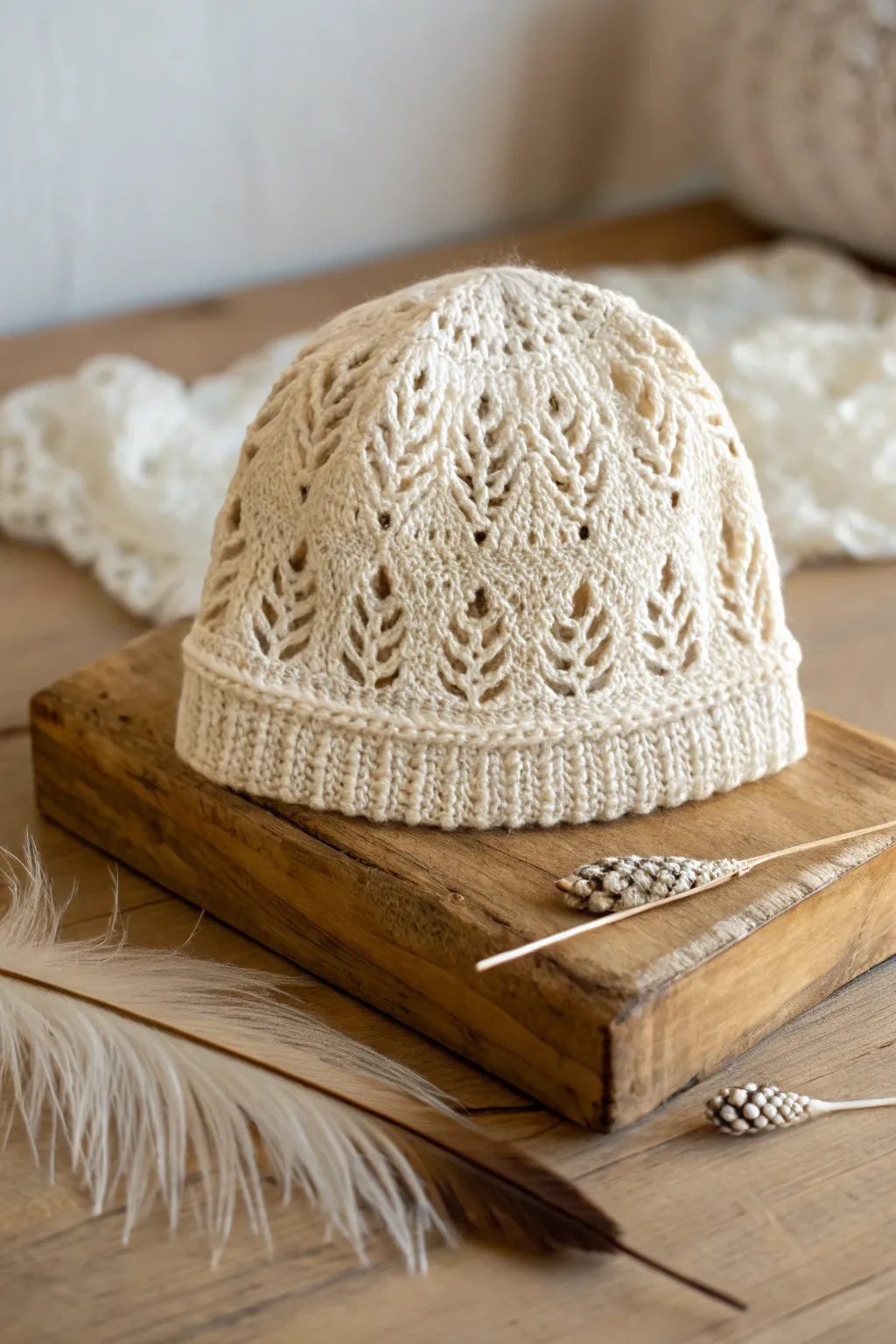 Elegance Redefined: This sophisticated lace beanie blends minimalist charm with boho flair, perfect for any occasion.