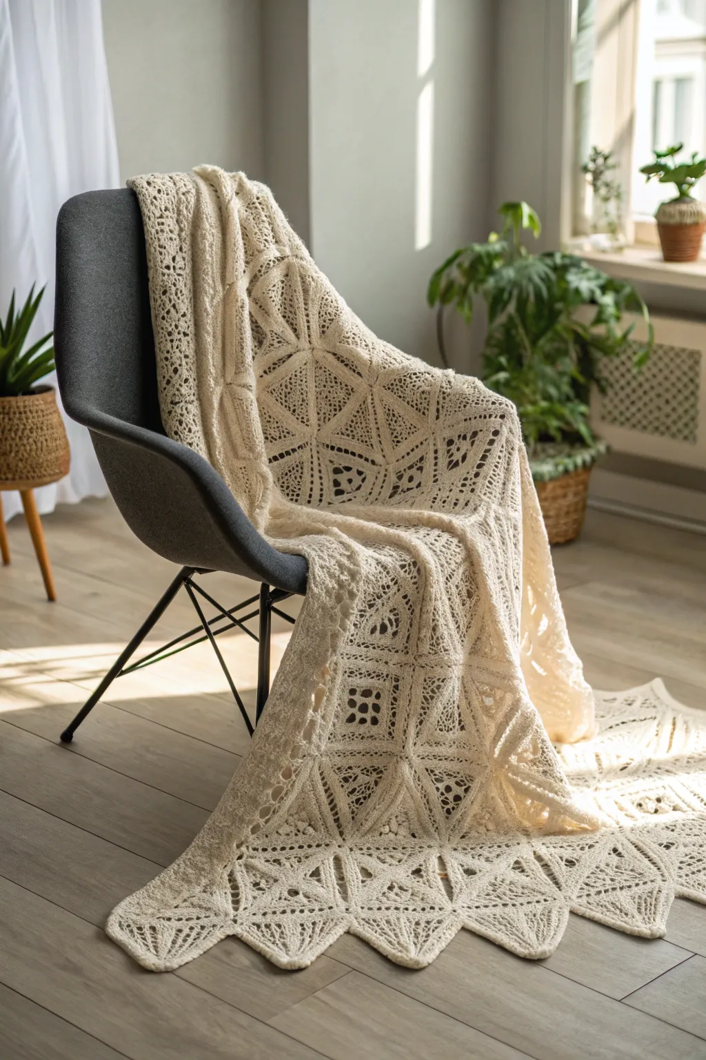 Delicate Elegance: Embrace the art of crochet with this lace-patterned masterpiece.