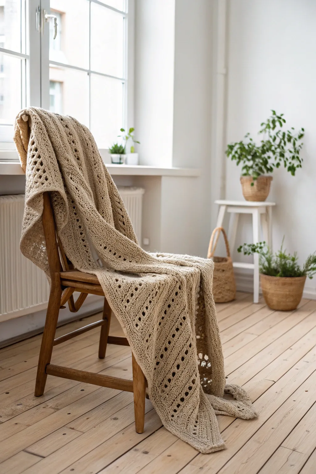 Embrace cozy elegance with this textured crochet pullover, a perfect blend of artistry and warmth.