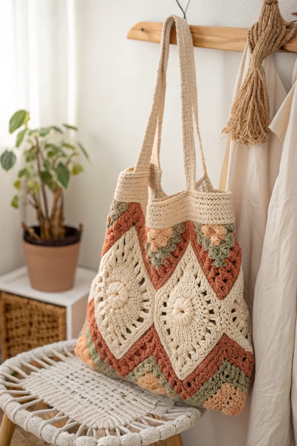 Chic and versatile, this crochet tote bag is the perfect blend of craftsmanship and style for any outing.
