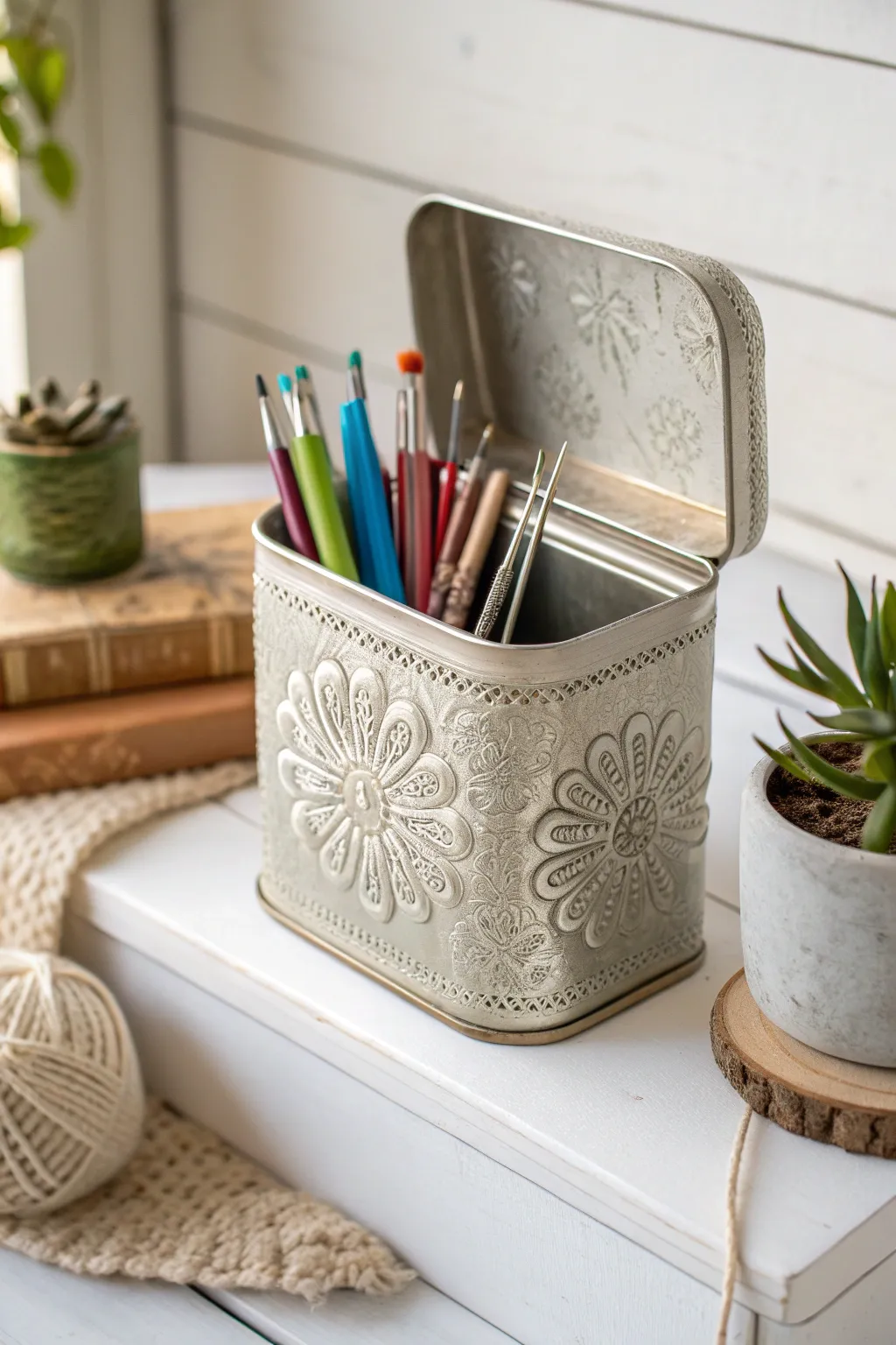 Transform vintage charm into practical beauty with this DIY crochet hook storage idea.