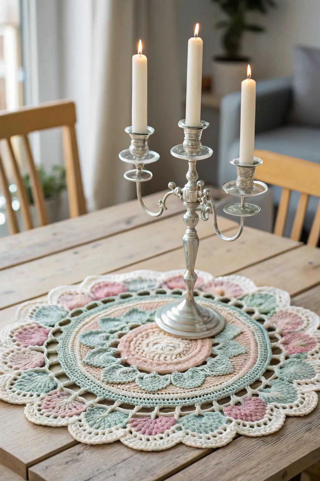 Elevate your wedding decor with handcrafted crochet mandala centerpieces for a touch of natural elegance and charm.