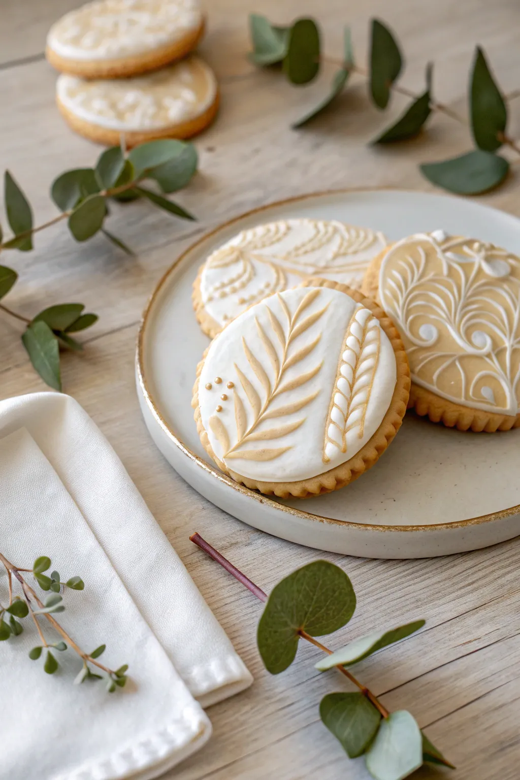 Bring charm to your table with rustic, textured icing cookies. Perfect for those who love minimalistic beauty with a handmade touch.