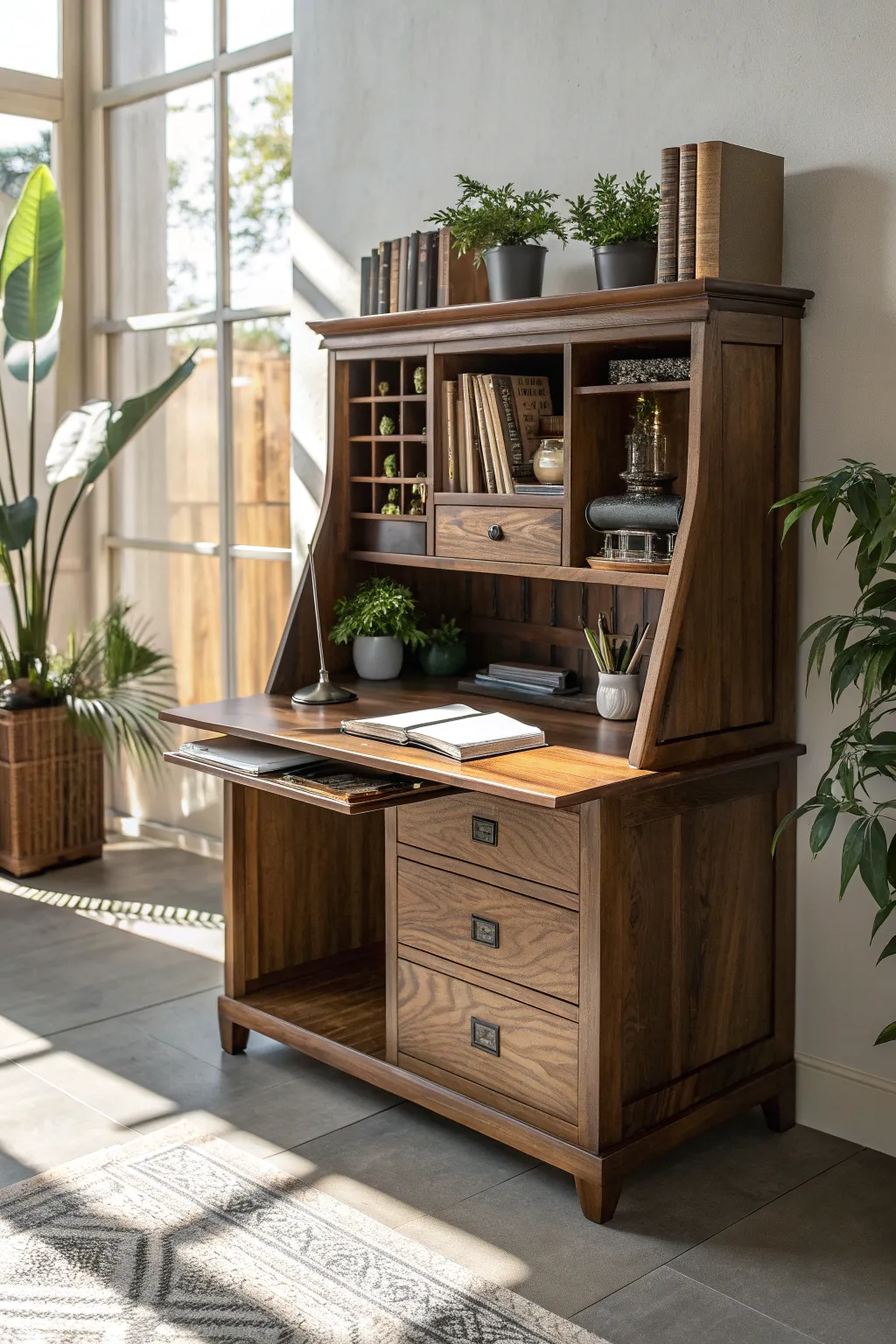 Elevate your workspace with a desk that combines style and functionality, perfect for the organized craftsman.