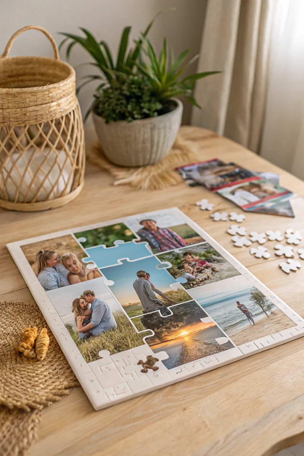 Turn cherished memories into a captivating multi-photo collage puzzle, perfect for a touch of interactive elegance in your home.
