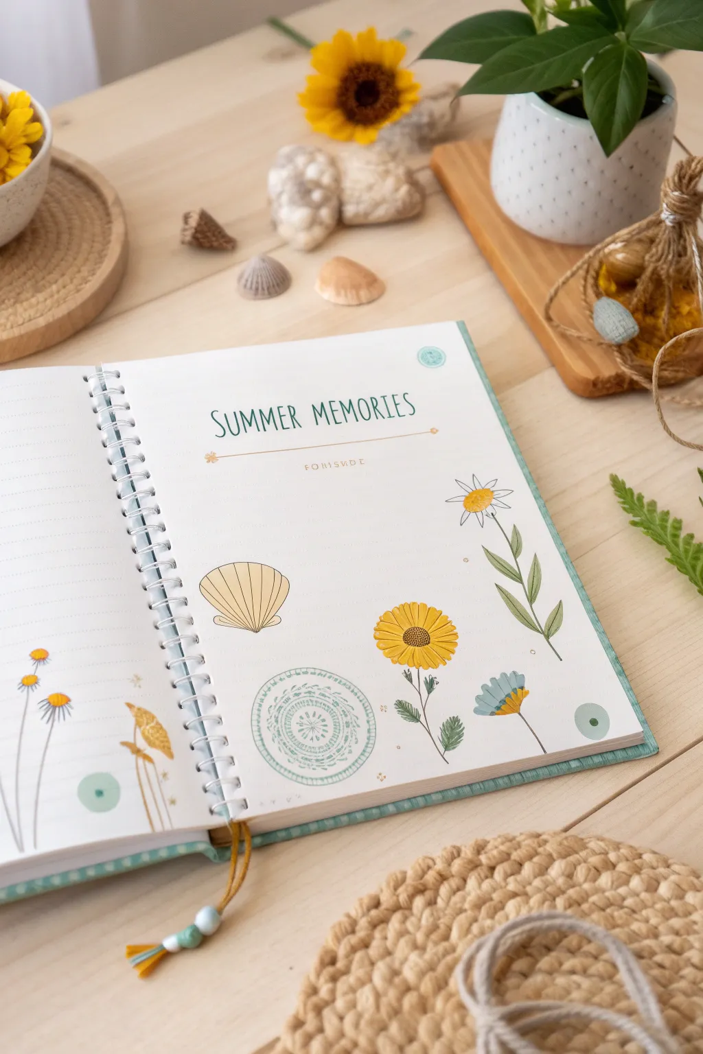 Capture your warmest 'Summer Memories' in a diary that blends minimalist elegance with boho flair. 🌻📖