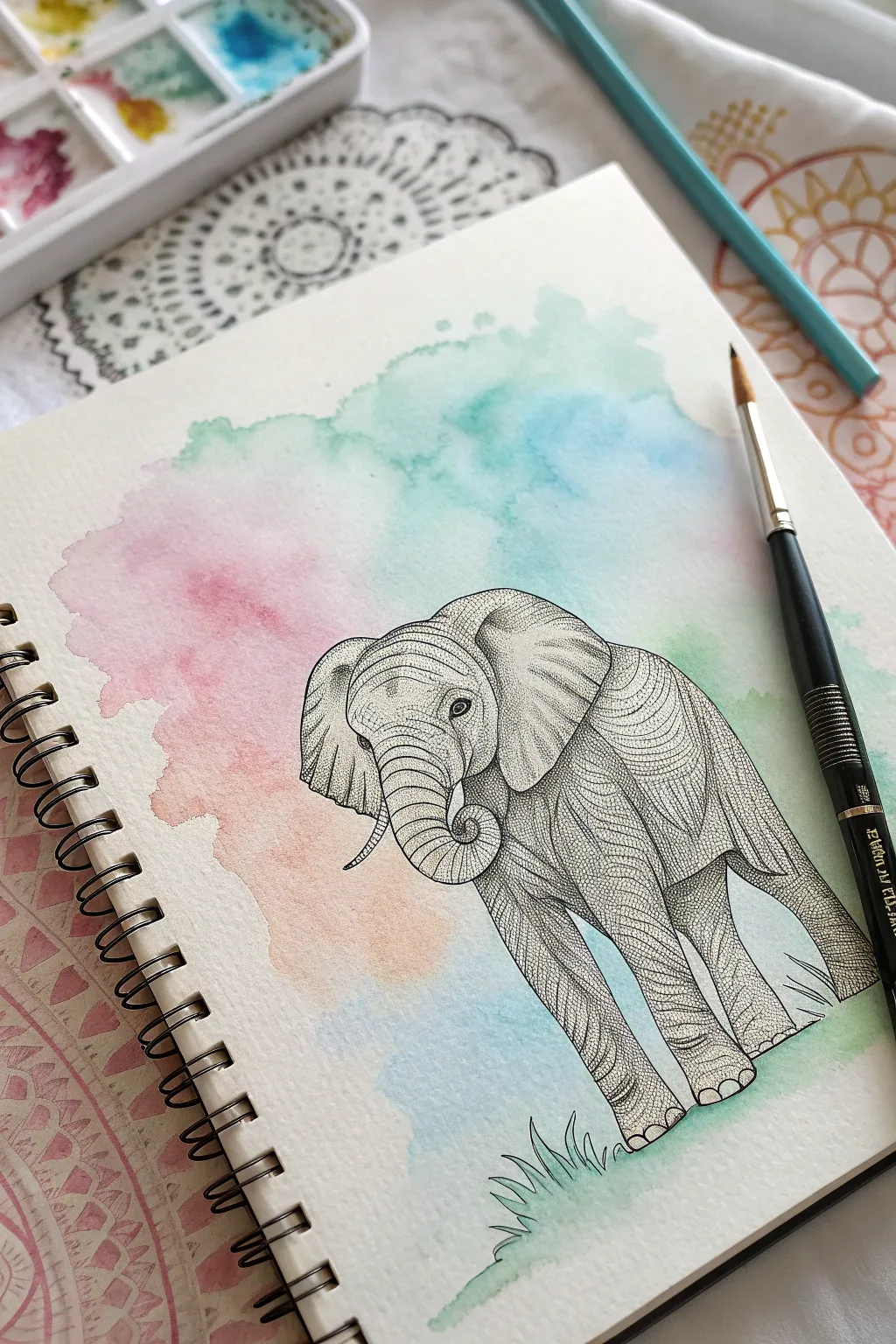 Bring a touch of magic to your space with this dreamy elephant watercolor art!