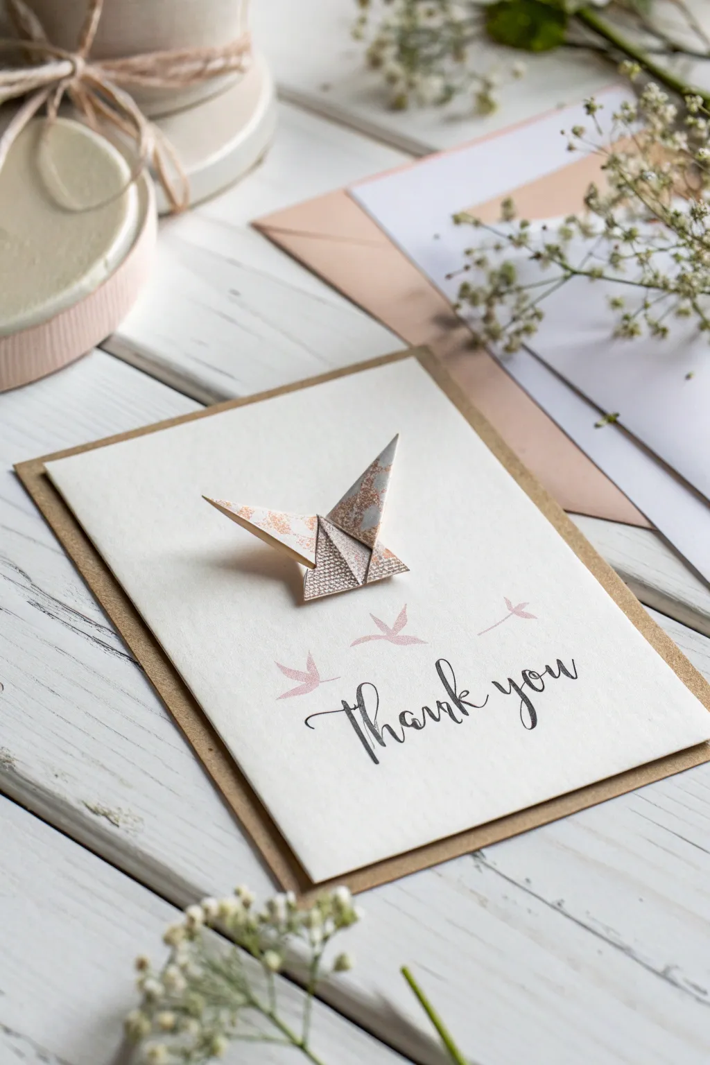 Elevate your thank you cards with a touch of origami magic.