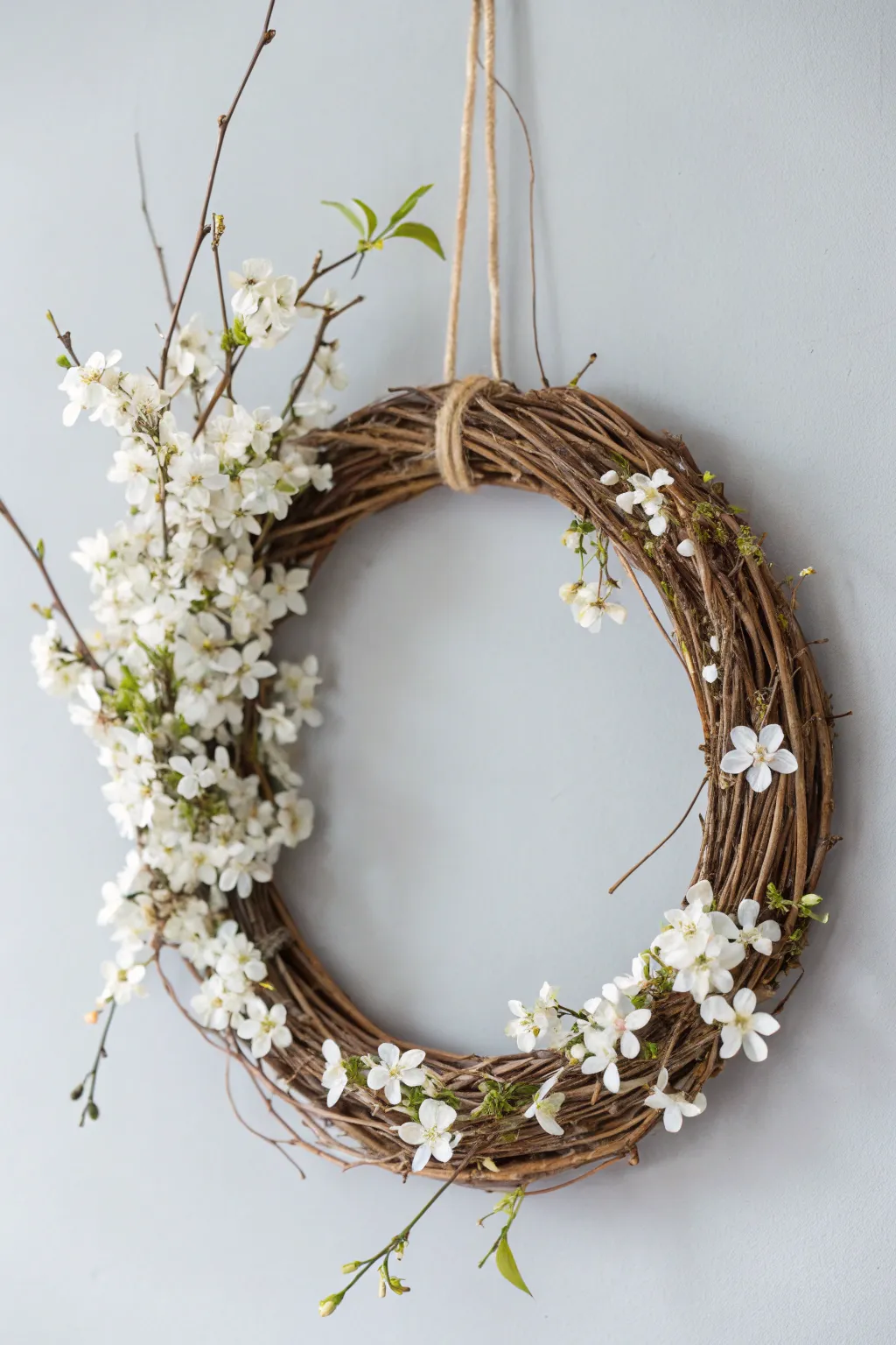 Embrace elegance with this stunning white and gold grapevine wreath, a perfect blend of minimalist charm and timeless sophistication.