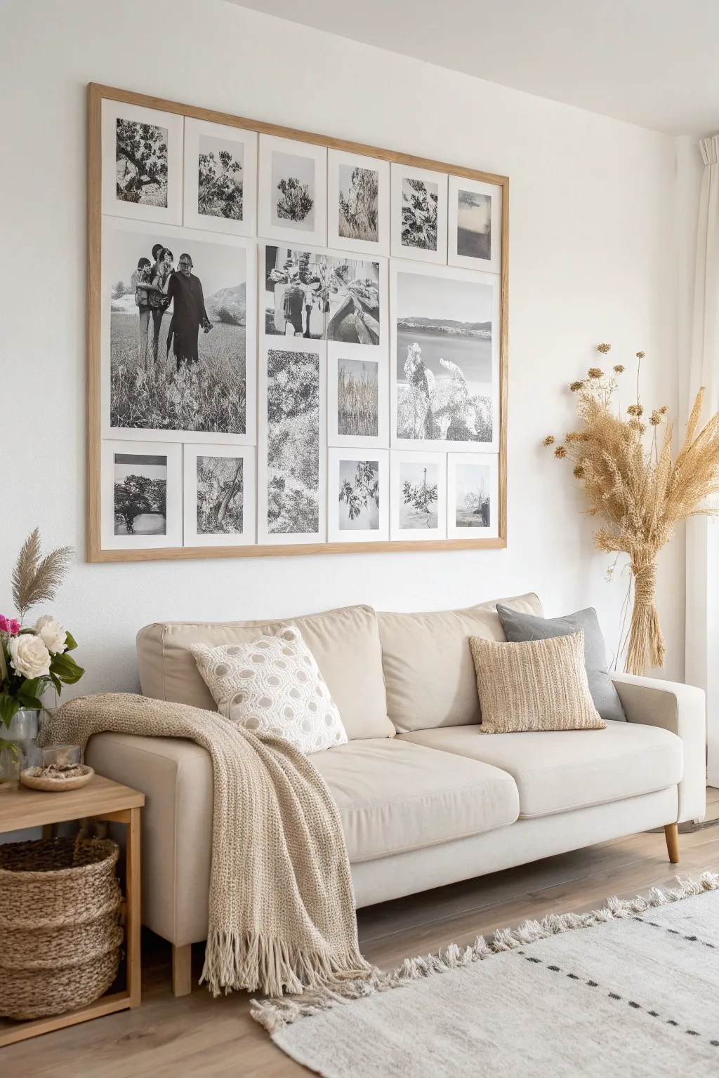 Transform your cherished memories into timeless art with a stunning photo collage canvas, blending minimalist elegance with a touch of boho charm.