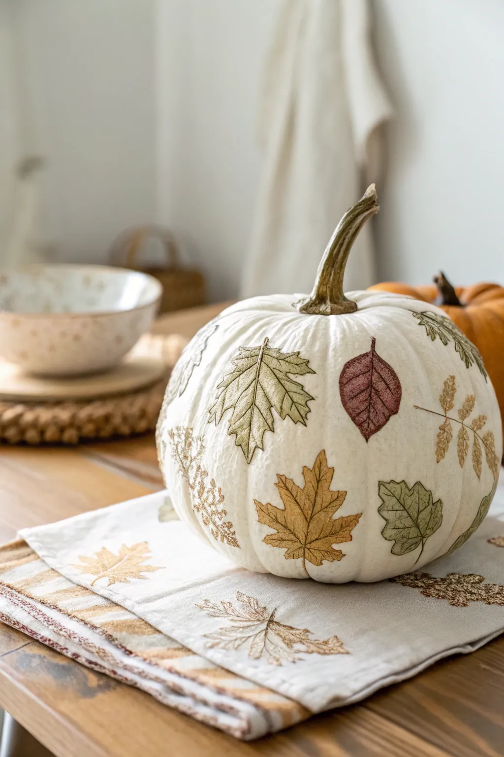 Embrace the season with nature-inspired decoupage pumpkins that bring the outdoors in.